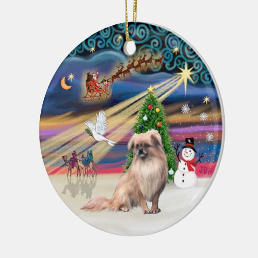 Xmas Magic - Tibetaanse Spaniel (fawn) Keramisch Ornament (Links)