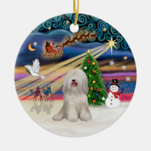 Xmas Magic - Tibetaanse Terriër (wit) Keramisch Ornament