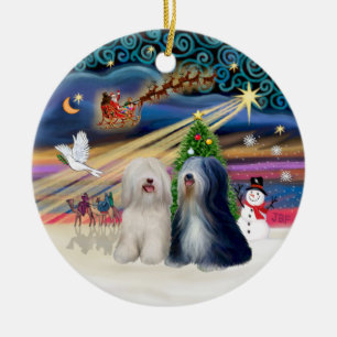Xmas Magic - Tibetaanse Terriers (TWEE) Keramisch Ornament