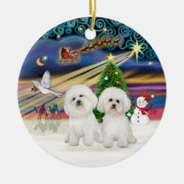 Xmas Magic - Twee Bichon Frise Keramisch Ornament