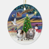 Xmas Magic - Twee cavia's Keramisch Ornament (Links)