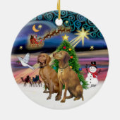 Xmas Magic - Twee Vizslas Keramisch Ornament (Achterkant)