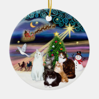 Xmas Magic - Vijf katten (ASH) Keramisch Ornament