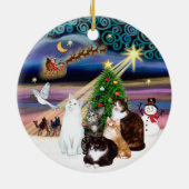 Xmas Magic - Vijf katten (ASH) Keramisch Ornament (Achterkant)