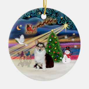 Xmas Magic - Welsh Corgi (drie kleuren) Keramisch Ornament
