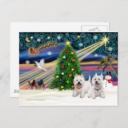 XMAS MAGIC-WestiePAIR5en8 Feestdagenkaart (Voorkant / Achterkant)