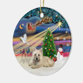 Xmas Magic - Wheaten Cairn Terrier #4 (liegen) Keramisch Ornament (Links)