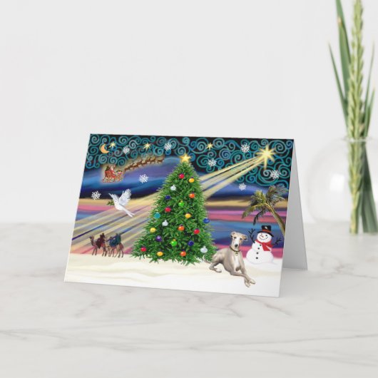 Xmas Magic-Whippet 2 Feestdagen Kaart (Voorkant)
