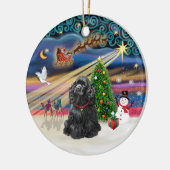 Xmas Magic - Zwarte Cocker Spaniel Keramisch Ornament (Links)