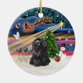 Xmas Magic - Zwarte Cocker Spaniel Keramisch Ornament (Achterkant)