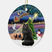 Xmas Magic - Zwarte Perzische kat Keramisch Ornament (Links)