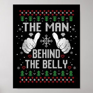 Xmas Man achter de buik vader zwangerschap aangeko Poster