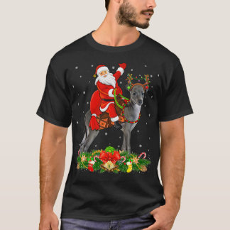 Xmas Matching Funny Santa Riding Italiaans Griyhou T-shirt
