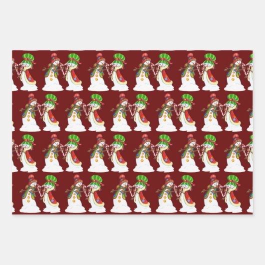 Xmas Merry en Bright Mrs. en Snowman Penguin Inpakpapier Vel (Voorkant 3)