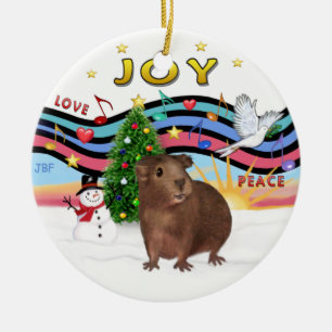 Xmas Music 1 - Bruin Guinea Pig #3 Keramisch Ornament