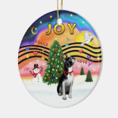 Xmas Music 2 - Boston Terrier Keramisch Ornament (Links)