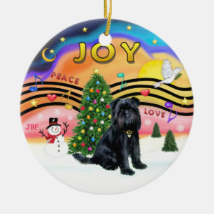 Xmas Music 2 - Brussels Griffon (zwart) Keramisch Ornament