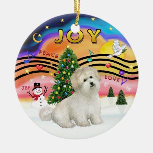 Xmas Music 2 - Coton de Tulear Keramisch Ornament (Voorkant)