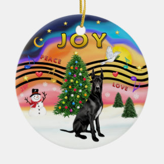 Xmas Music 2 - Dogue De Bordeaux (zwart - cropped) Keramisch Ornament