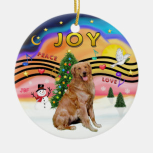 Xmas Music 2 - Golden Retriever 3 Keramisch Ornament