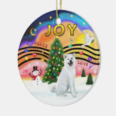 Xmas Music - Akita (wit) Keramisch Ornament (Links)