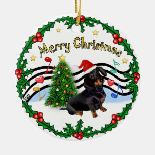 Xmas Muziek 1 - MC - Dachshund (BT) Keramisch Ornament