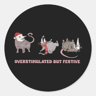 Xmas Opossums Overstimulated But Festive Possum Ch Ronde Sticker