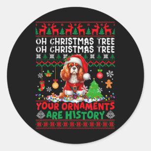 Xmas Ornamenten zijn geschiedenis Cavalier King Ch Ronde Sticker