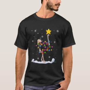 Xmas Ostrich Animals Kerstboomlampjes T-shirt