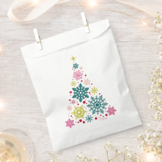 Xmas Party Favor Bags | Multi-Colored Snow Tree Bedankzakje