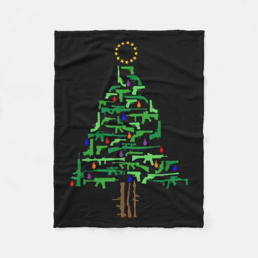 Xmas Patriotic 2nd Amendment Gun Christmas Tree Fleece Deken (Voorkant)