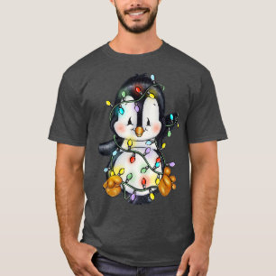 Xmas Penguin Xmas Licht Santa Reindeer Penguin Lo T-shirt
