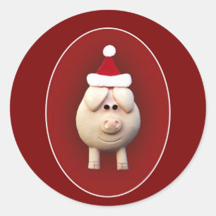 Xmas Piggy Ronde Sticker