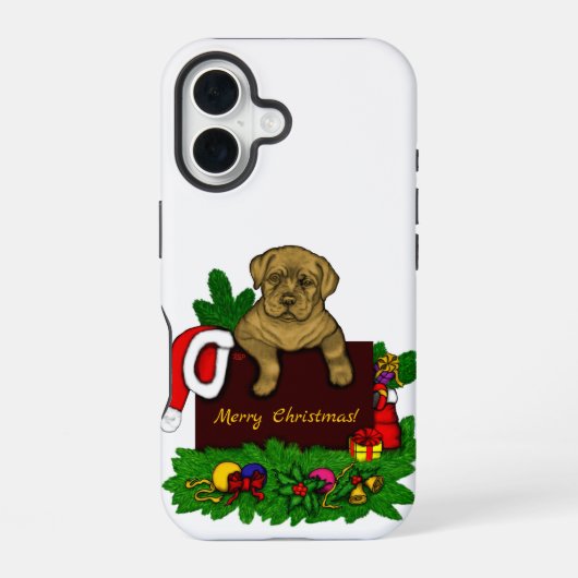 XMas Puppy iPhone 16 Hoesje (Achterkant)