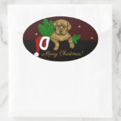 XMas Puppy Ovale Sticker (Tas)