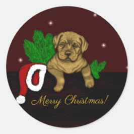 XMas Puppy Ronde Sticker