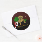 XMas Puppy Ronde Sticker (Envelop)