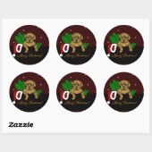 XMas Puppy Ronde Sticker (Vel)