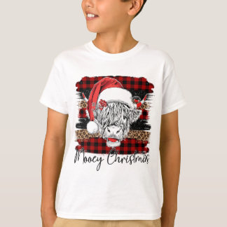 Xmas Red Buffalo Pset Koe Santa Claus Pet Mooey C T-shirt
