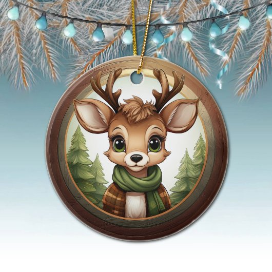 Xmas Reindeer Character Christmas Doe Antlers 🦌🎄 Keramisch Ornament
