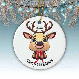 Xmas rendieren, herten met gewei, cartoon grafisch keramisch ornament