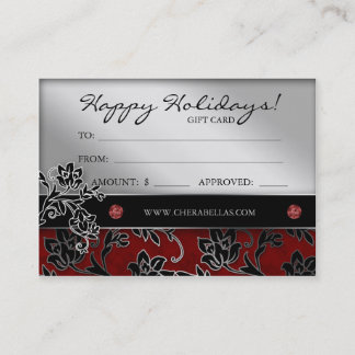 Xmas Salon Gift Card Spa Floral Red Silver Kortingskaartje