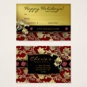 Xmas Salon Gift Kaart Spa Floral Red Gold (Voorkant /achterkant)