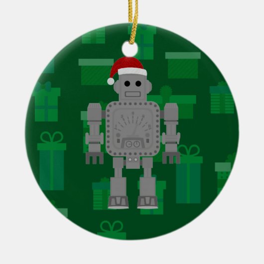 xmas santa claus robot keramisch ornament (Voorkant)