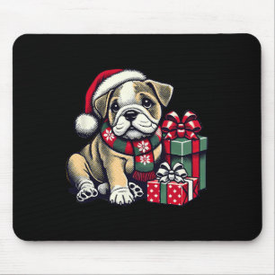 Xmas Santa Hat Engelse Bulldog 1 Muismat
