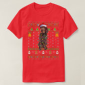 Xmas Santa Hat German Wirehaired Pointer Dog Ugly T-shirt (Design voorkant)