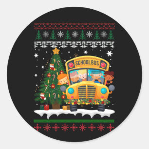 Xmas School Bus Driver Squad Rendier Santa Merry Ronde Sticker