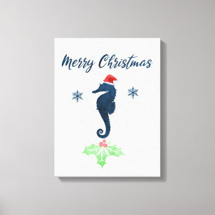 Xmas Seahorse Canvas Afdruk