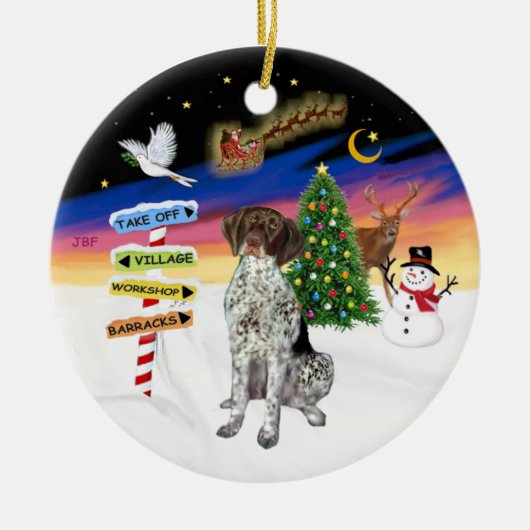 Xmas Signs - Duitse kortharige pointer Keramisch Ornament (Voorkant)