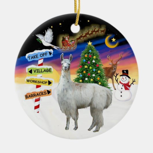 Xmas Signs - Llama 12 Keramisch Ornament (Voorkant)